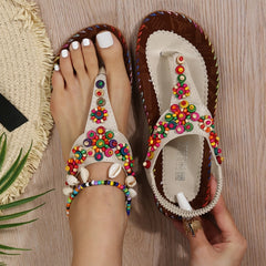 Eleganckie kobiety-chicki z płaski sandały nonestone