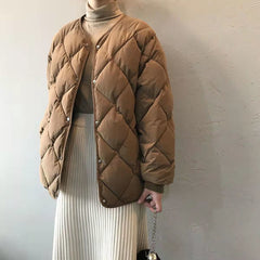 Diamentowa, pikowana, swobodna, bawełniana kurtka termiczna