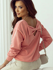 Bluza z okrągłym dekoltem i kokardą