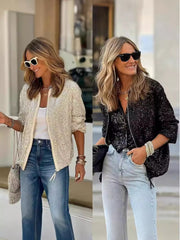 Luźny lub swobodny płaszcz z długimi rękawami i cekinami Star Kisses