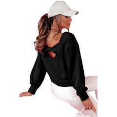 Bluza z okrągłym dekoltem i kokardą