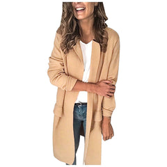 ❄️Jednokolorowa, swobodna marynarka z długim rękawem i imitacją kieszeni dla kobiet