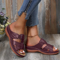 Wysokiej jakości skórzane sandały damskie w stylu vintage