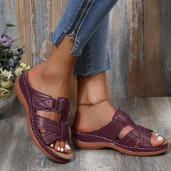 Wysokiej jakości skórzane sandały damskie w stylu vintage