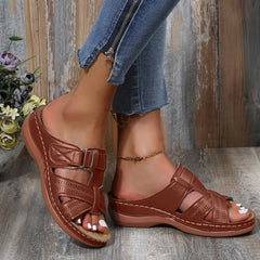 Wysokiej jakości skórzane sandały damskie w stylu vintage