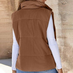 Damska, pogrubiona, ciepła kamizelka w jednolitym kolorze z kieszeniami