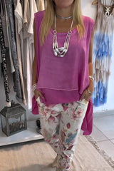 Damski top na co dzień w jednolitym kolorze, bez rękawów, z nieregularnym brzegiem