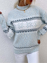 Damski sweter bożonarodzeniowy z okrągłym dekoltem, dzianinowy