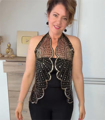 Koronkowy szal z koralikami w stylu vintage