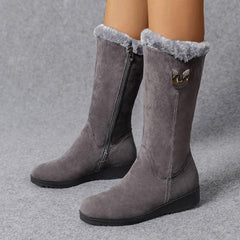 Damskie buty zimowe do połowy łydki, ciepłe, wyściełane śniegowce