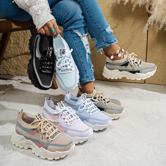 Blok kolorów damskich oddychający ortopedyczne trampki