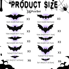 🦇Halloweenowe świecące nietoperze 3D