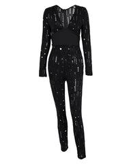 Brokatowy gorsetowy kombinezon z kontrastowymi ramionami