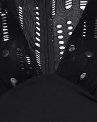 Brokatowy gorsetowy kombinezon z kontrastowymi ramionami