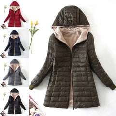 Damska kurtka średniej długości z bawełny Sherpa z kapturem