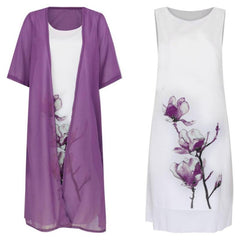 🌸Damska dwuczęściowa sukienka garniturowa z kwiatowym nadrukiem