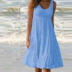 🔥 Patchworkowa sukienka bez rękawów, z okrągłym dekoltem