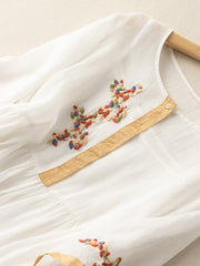 Cotton And Linen Ethnic Style Embroidered Dress