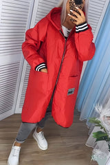 Damski długi płaszcz z kapturem na co dzień