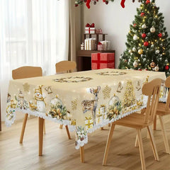 Obrus świąteczny premium – uroczy motyw Świętego Mikołaja i renifera na radosne chwile z rodziną