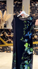 Nowa sukienka midi z krótkim rękawem i szyfonu z nadrukiem motyli