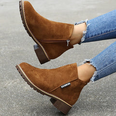 Damskie Botki Buty zamszowe Kozaki na obcasie w dużych rozmiarach Praca na zewnątrz Codzienny Jednokolorowe botki