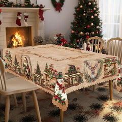 Obrus świąteczny premium – uroczy motyw Świętego Mikołaja i renifera na radosne chwile z rodziną