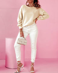 Bluza z okrągłym dekoltem i kokardą