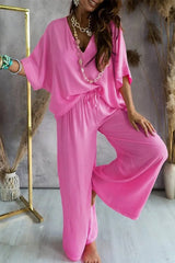 Casualowy nadruk patchworkowy z dekoltem w kształcie litery V, pół rękawa, dwie sztuki (9 kolorów)