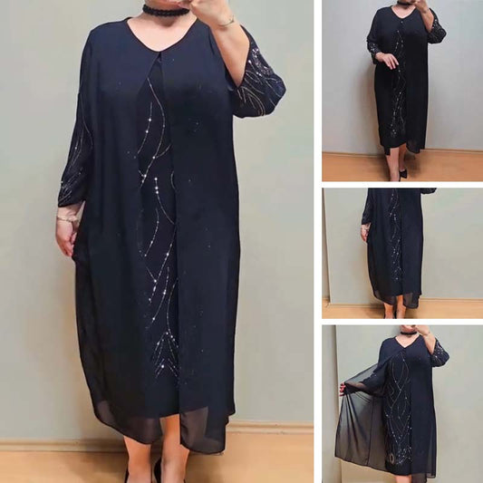 Piękna dwuczęściowa sukienka z imitacji szyfonu