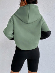 Damskie Bluza z kapturem Bluza Kolorowy blok Ulica Na co dzień Patchworkowa Kieszeń Różowy Niebieski Brązowy Casual Bluza z kapturem Długi rękaw Średnio elastyczny Jesień Zima