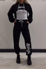 Dwuczęściowy zestaw damskich topów i spodni w modny diamentowy patchwork