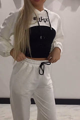 Dwuczęściowy zestaw damskich topów i spodni w modny diamentowy patchwork