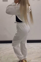 Dwuczęściowy zestaw damskich topów i spodni w modny diamentowy patchwork