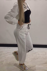 Dwuczęściowy zestaw damskich topów i spodni w modny diamentowy patchwork