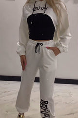 Dwuczęściowy zestaw damskich topów i spodni w modny diamentowy patchwork