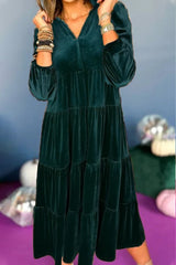 Damska sukienka w jednolitym kolorze z dekoltem w kształcie litery V