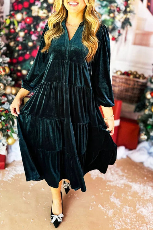 Damska sukienka w jednolitym kolorze z dekoltem w kształcie litery V