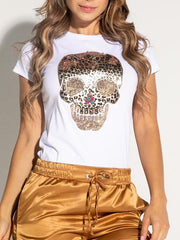 Damski dwuczęściowy garnitur na co dzień z okrągłym dekoltem i czaszką