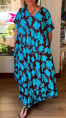 Sukienka z krótkim rękawem i dekoltem w kształcie litery V