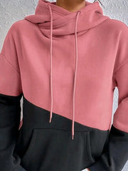 Damskie Bluza z kapturem Bluza Kolorowy blok Ulica Na co dzień Patchworkowa Kieszeń Różowy Niebieski Brązowy Casual Bluza z kapturem Długi rękaw Średnio elastyczny Jesień Zima