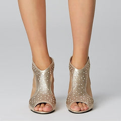 Damskie błyszczące sandały na obcasie klockowym