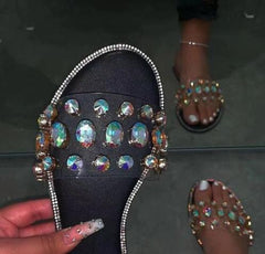 Sandały z kryształkami i kryształkami