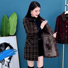 🎁Najlepszy prezent dla kobiet💖✨Gruby pluszowy płaszcz średniej długości dla kobiet