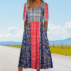 🌸 Dami elegancka sukienka z czeskim nadrukiem.