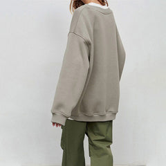 Bluza oversize w jednolitym kolorze z okrągłym dekoltem