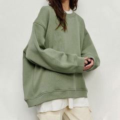 Bluza oversize w jednolitym kolorze z okrągłym dekoltem