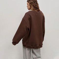 Bluza oversize w jednolitym kolorze z okrągłym dekoltem