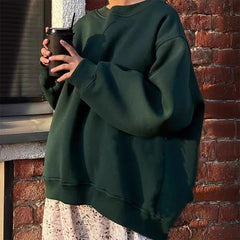 Bluza oversize w jednolitym kolorze z okrągłym dekoltem