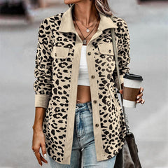 🍂Szybkie jesienne oferty w super niskich cenach🍂Damska kurtka z długim rękawem i zapinanym wzorem w panterkę